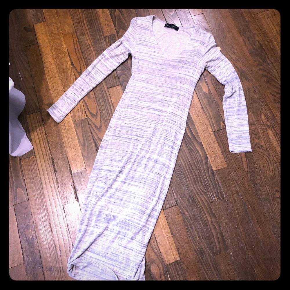 Gray midi long sleeve dress